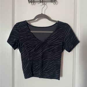 lululemon athletica Black Zebra Print Short Sleeve Top